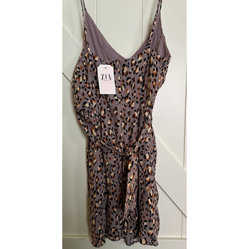 Karlie NWT Leopard Cami Wrap Dress Size Med Lined Spaghetti Strap - Picture 2 of 5